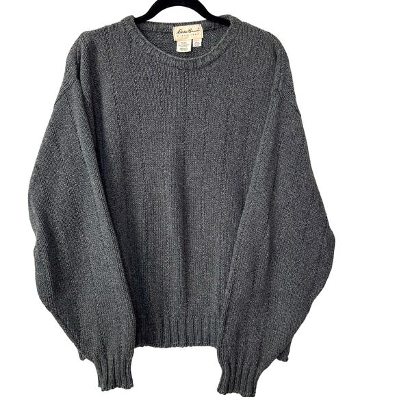 Vtg EDDIE BAUER Crewneck Sweater Men's L USA Cabincore‎ Fisherman Camping Summer - Picture 1 of 9